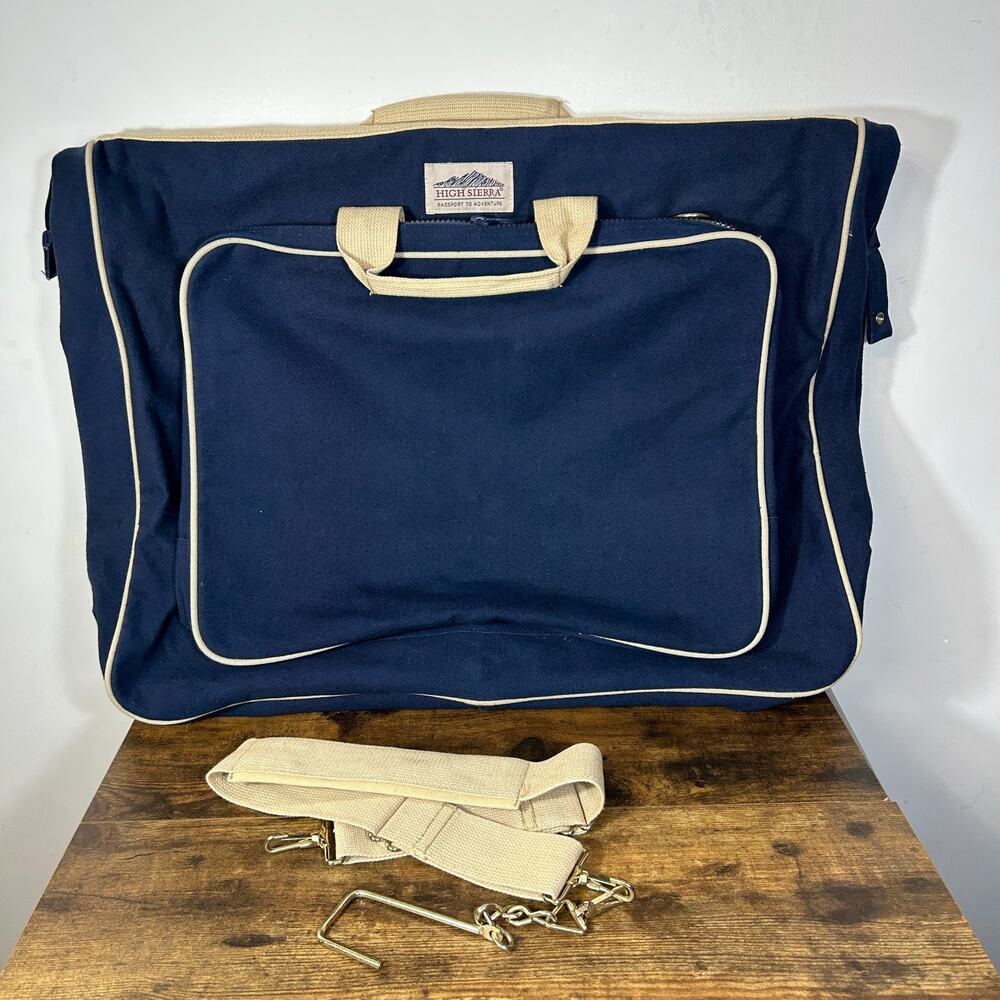 Vintage High Sierra Garment Travel Bag - Cotton Canvas Navy Blue